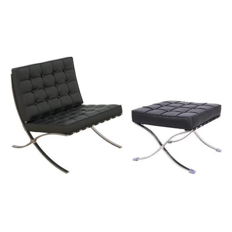 CRO decorative lounge chair 2-piece set, 1 chair and 1 footstool. (Black)