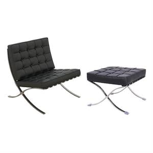 CRO decorative lounge chair 2-piece set, 1 chair and 1 footstool. (Black)