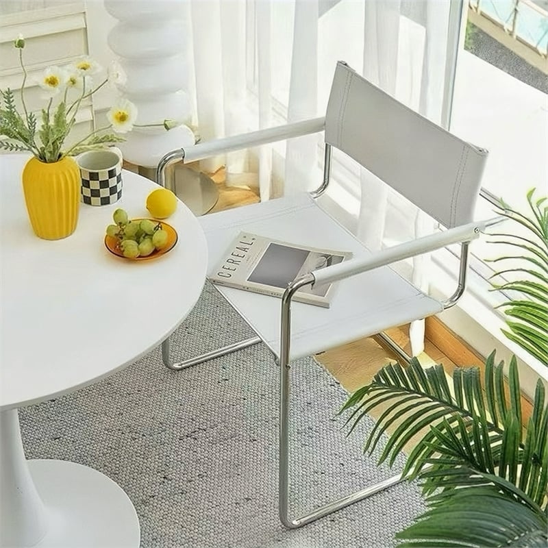 CRO Decor Modern Faux Leather Stainless Steel Office Chair Dining Chair