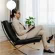 CRO Decor Mid Century Modern Leather Black Recliner Lounge Chair