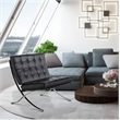 CRO Decor Mid Century Modern Leather Black Recliner Lounge Chair