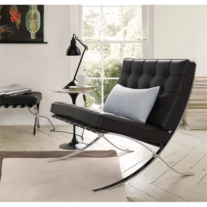 CRO Decor Mid Century Modern Leather Black Recliner Lounge Chair