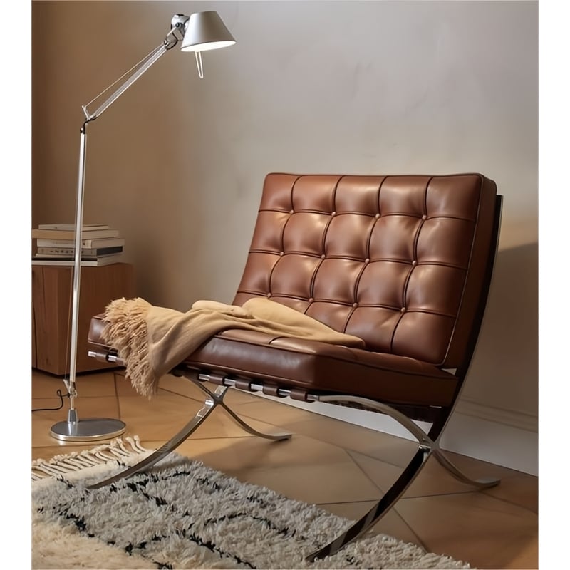 CRO Decor Mid Century Modern Leather amber Recliner Chair