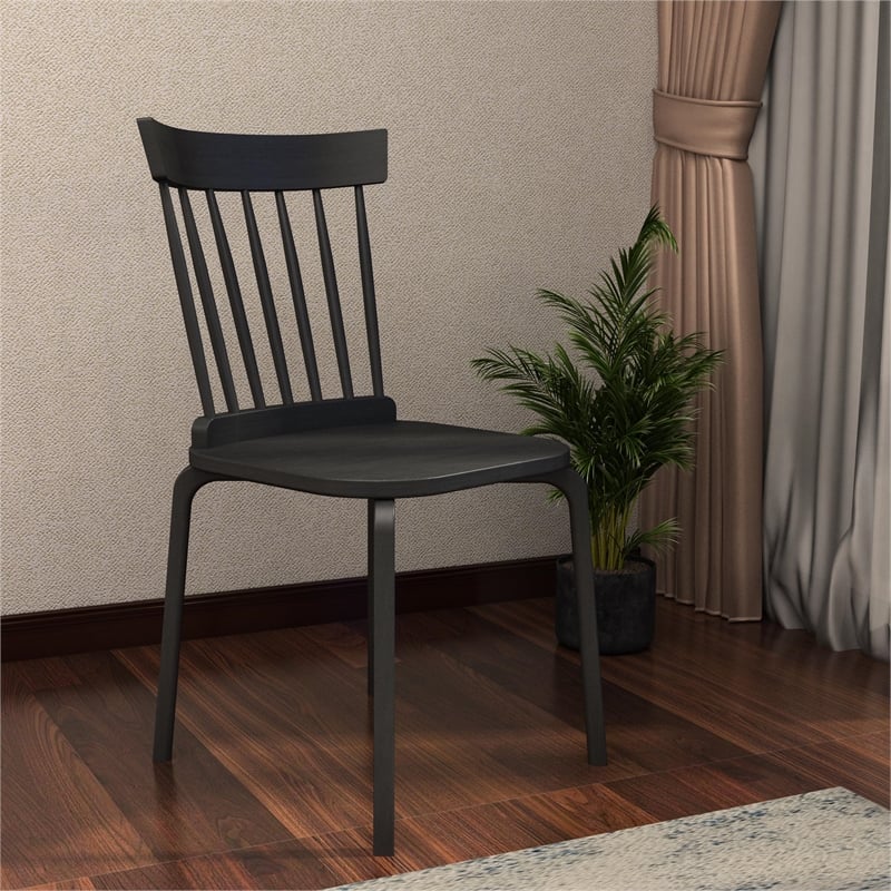 CRO Decor black plywood dining chair/Windsor chair/bar chair (set of 2)