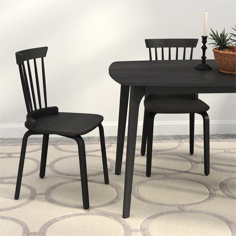 CRO Decor black plywood dining chair/Windsor chair/bar chair (set of 2)