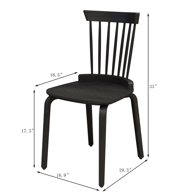 CRO Decor black plywood dining chair/Windsor chair/bar chair (set of 2)