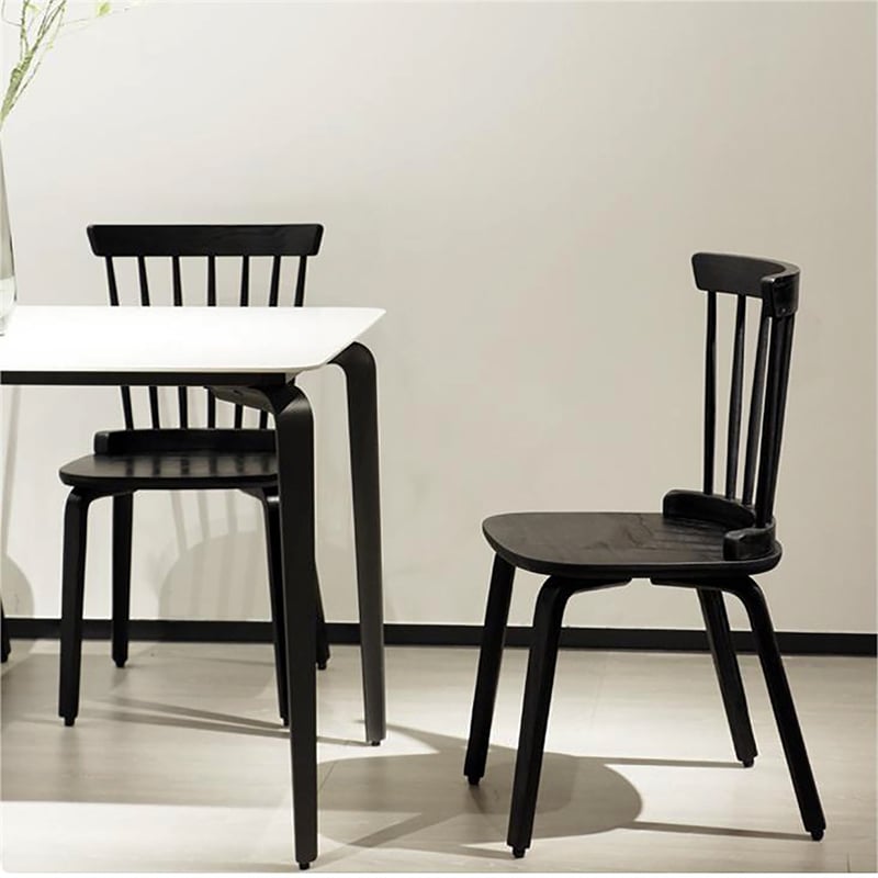CRO Decor black plywood dining chair/Windsor chair/bar chair (set of 2)