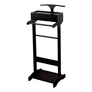 CRO Decor Modern Wood Decorative Suit Rack with Top Shelf in Black