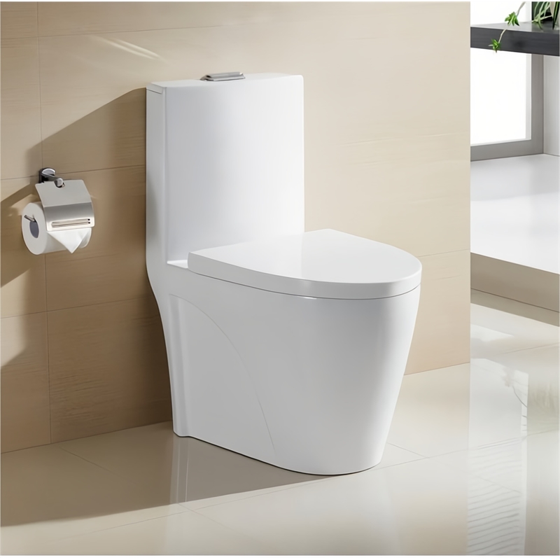 CRO Decor Modern Ceramic Elongated Toilet with Double Flush in White