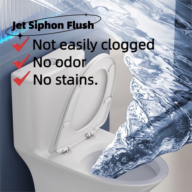 CRO Decor Modern Ceramic Elongated Toilet with Double Flush in White