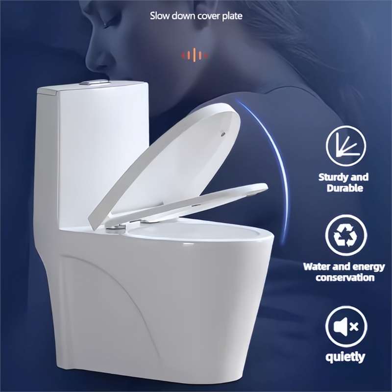 CRO Decor Modern Ceramic Elongated Toilet with Double Flush in White