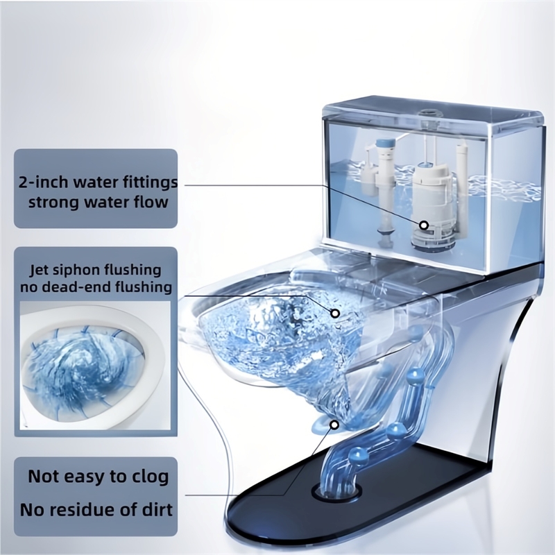 CRO Decor Modern Ceramic Elongated Toilet with Double Flush in White