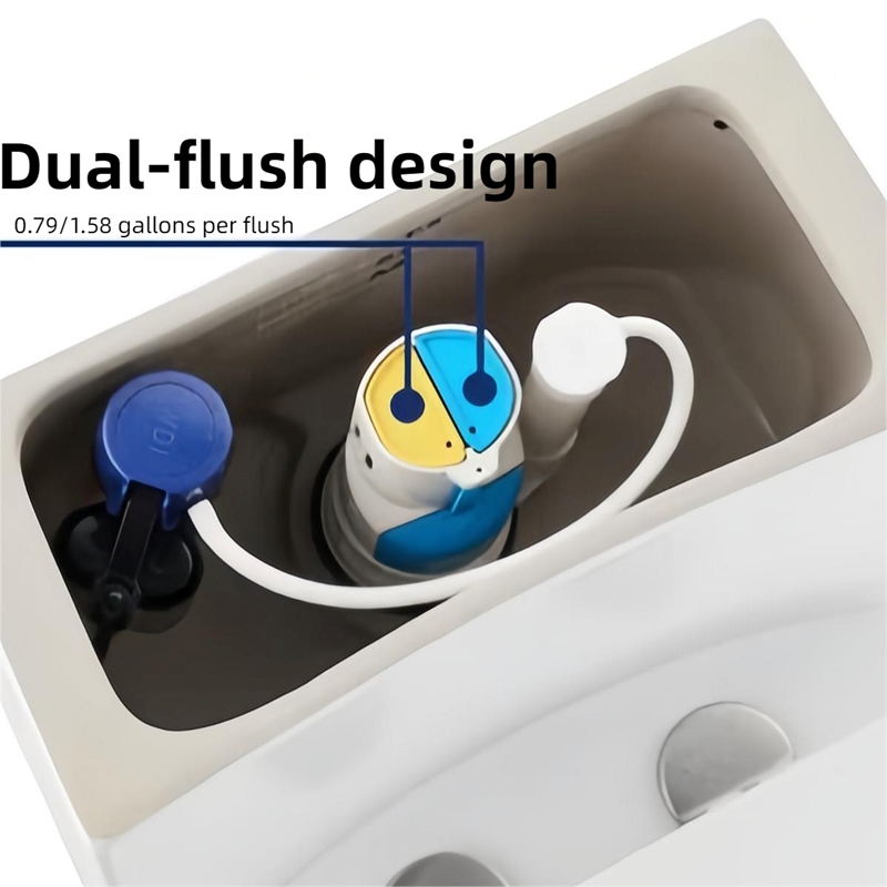 CRO Decor Modern Ceramic Elongated Toilet with Double Flush in White