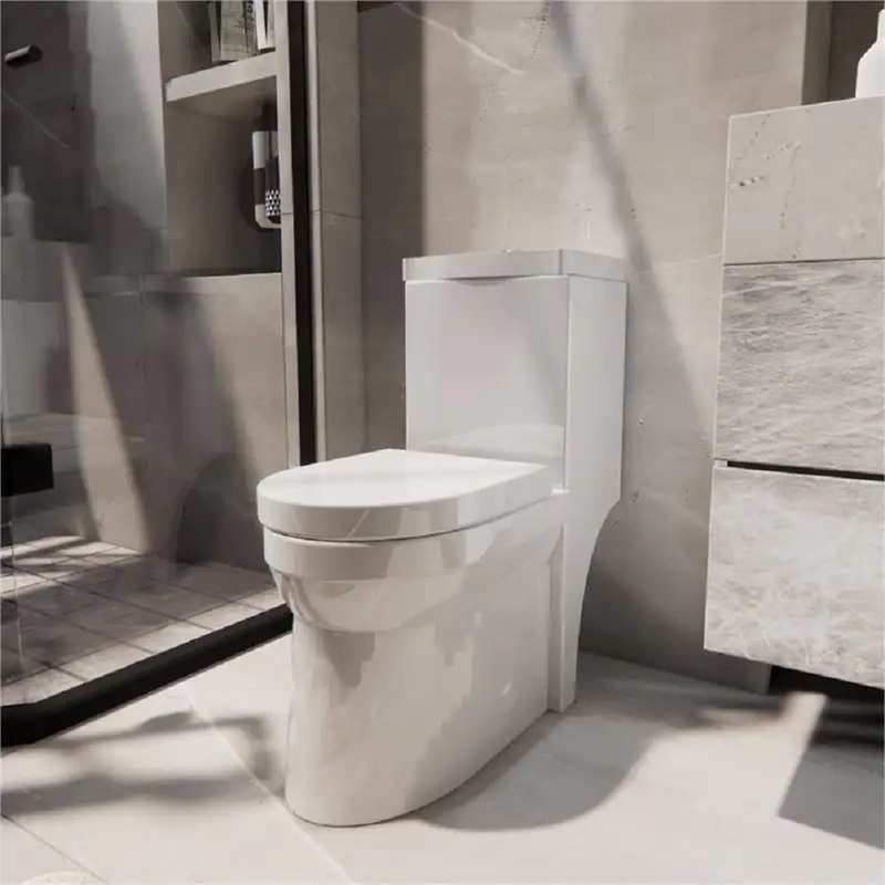 CRO Decor Modern Ceramic Compact Toilet with Double Flush in White