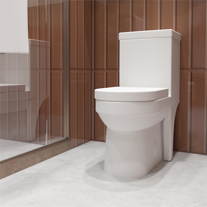 CRO Decor Modern Ceramic Compact Toilet with Double Flush in White