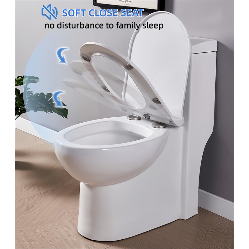 CRO Decor Modern Ceramic Compact Toilet with Double Flush in White