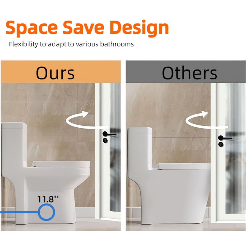 CRO Decor Modern Ceramic Compact Toilet with Double Flush in White