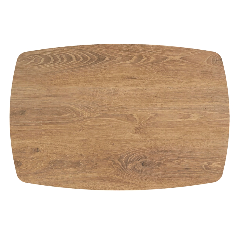 CRO Decor Plywood Dining Table with Curved Corner Woodgrain Top