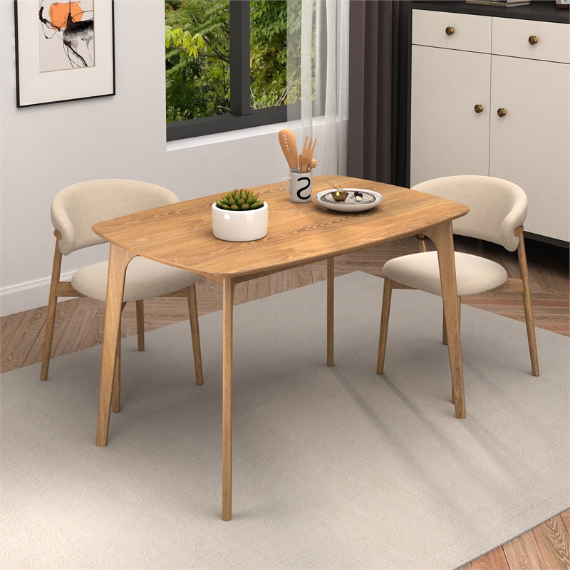 CRO Decor Plywood Dining Table with Curved Corner Woodgrain Top
