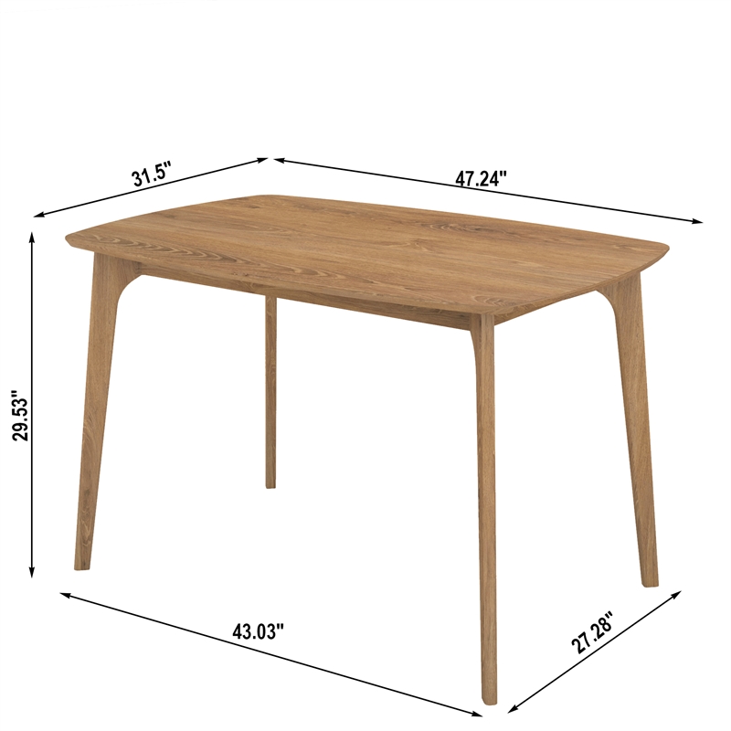 CRO Decor Plywood Dining Table with Curved Corner Woodgrain Top