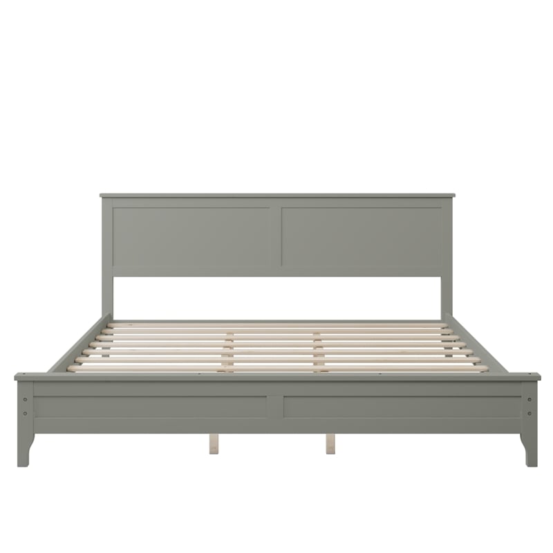 CRO Decor Modern Solid Wood King Size Platform Bed with Tapered Legs in Gray