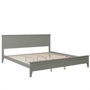 CRO Decor Modern Solid Wood King Size Platform Bed with Tapered Legs in Gray