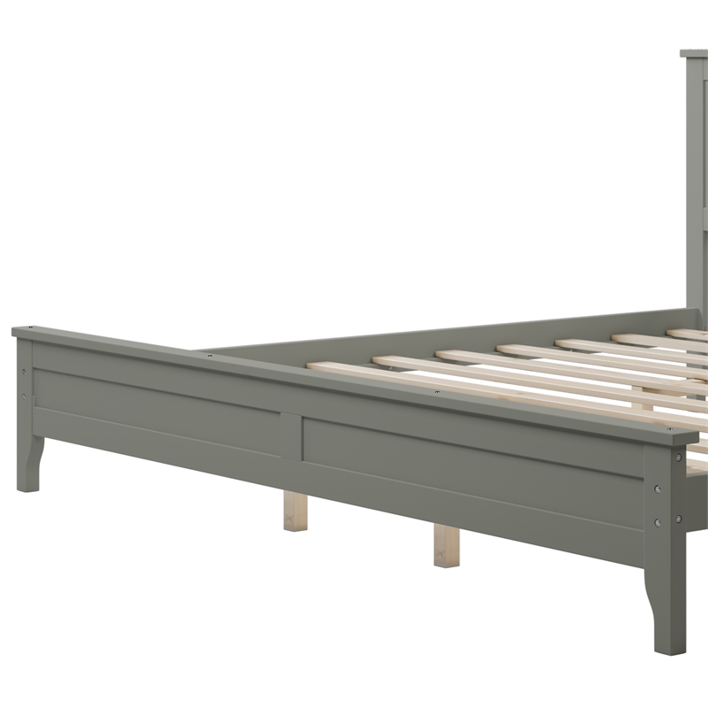CRO Decor Modern Solid Wood King Size Platform Bed with Tapered Legs in Gray
