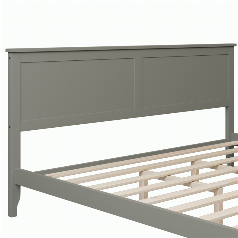 CRO Decor Modern Solid Wood King Size Platform Bed with Tapered Legs in Gray