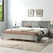CRO Decor Modern Solid Wood King Size Platform Bed with Tapered Legs in Gray