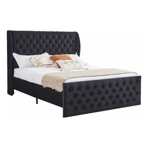 Upholstered Wingback Velvet Fabric Chesterfield Bed/Button Tufted Headboard