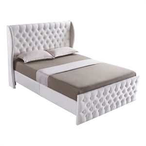 Upholstered Wingback Velvet Fabric Chesterfield Bed/Button Tufted Headboard