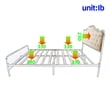 light Camel queen size bed with metal frame solid wood ribs and foam upholstery