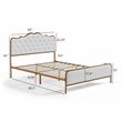 White queen size bed with metal frame solid wood ribs and foam upholstery