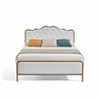White queen size bed with metal frame solid wood ribs and foam upholstery