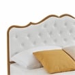White queen size bed with metal frame solid wood ribs and foam upholstery
