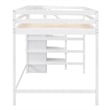 Full Size Loft Bed with Built-in Storage Wardrobe and Staircase