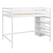 Full Size Loft Bed with Built-in Storage Wardrobe and Staircase
