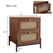 CRO Decor modern rattan drawer wood bedside table walnut