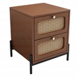CRO Decor modern rattan drawer wood bedside table walnut
