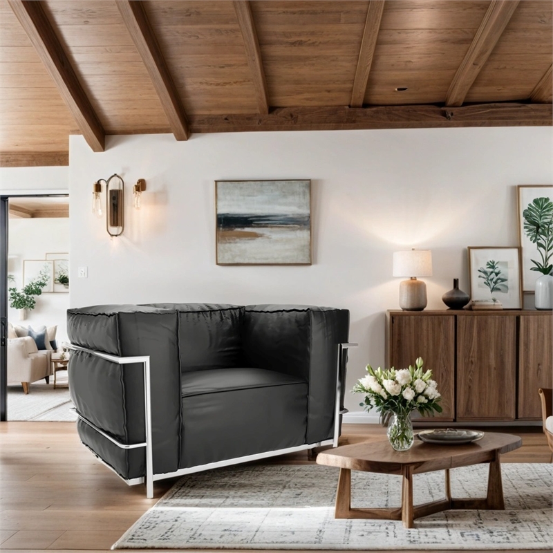 CRO Decor Modern Luxury Leather Sofa Chair with stainess frame