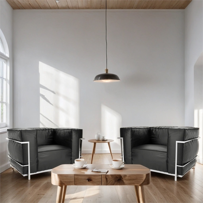 CRO Decor Modern Luxury Leather Sofa Chair with stainess frame