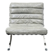 CRO Decor 29.3'' W Genuine Leather Accent Lounge Chair(Grey)