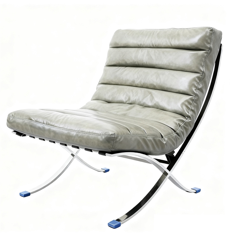 CRO Decor 29.3'' W Genuine Leather Accent Lounge Chair(Grey)
