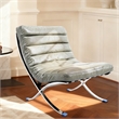 CRO Decor 29.3'' W Genuine Leather Accent Lounge Chair(Grey)