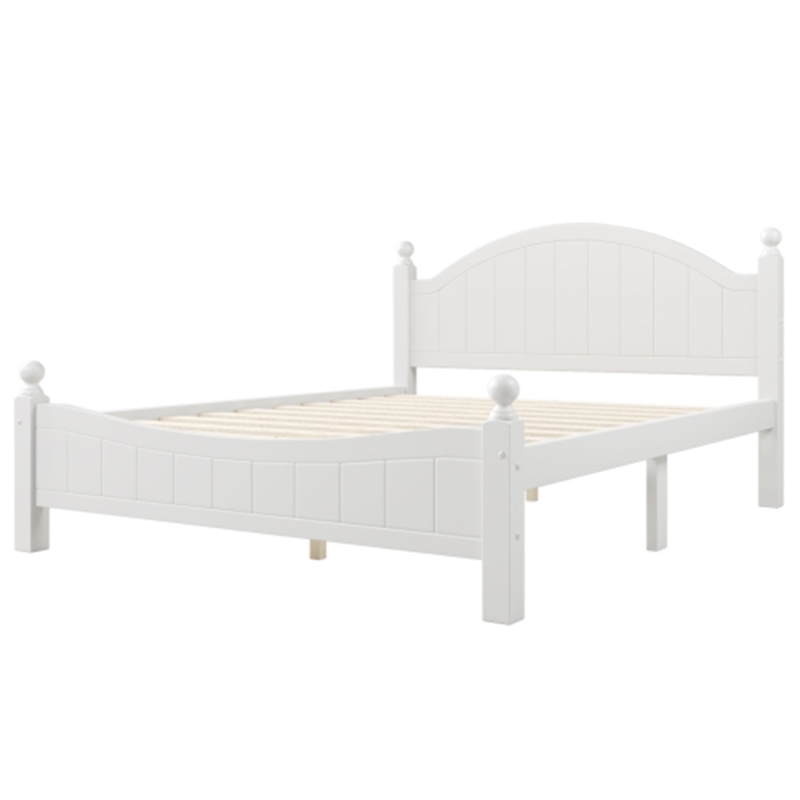 CRO Decor Traditional Style Solid Wood Queen Bed White