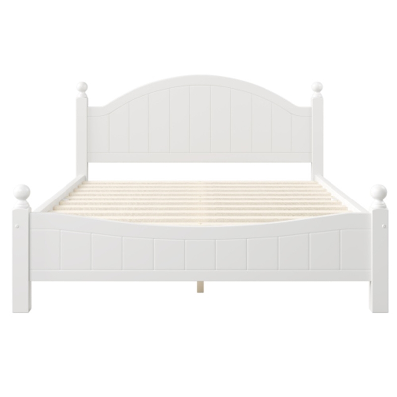 CRO Decor Traditional Style Solid Wood Queen Bed White