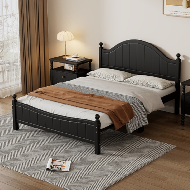 CRO Decor traditional Solid Wood  Full Bed BLACK