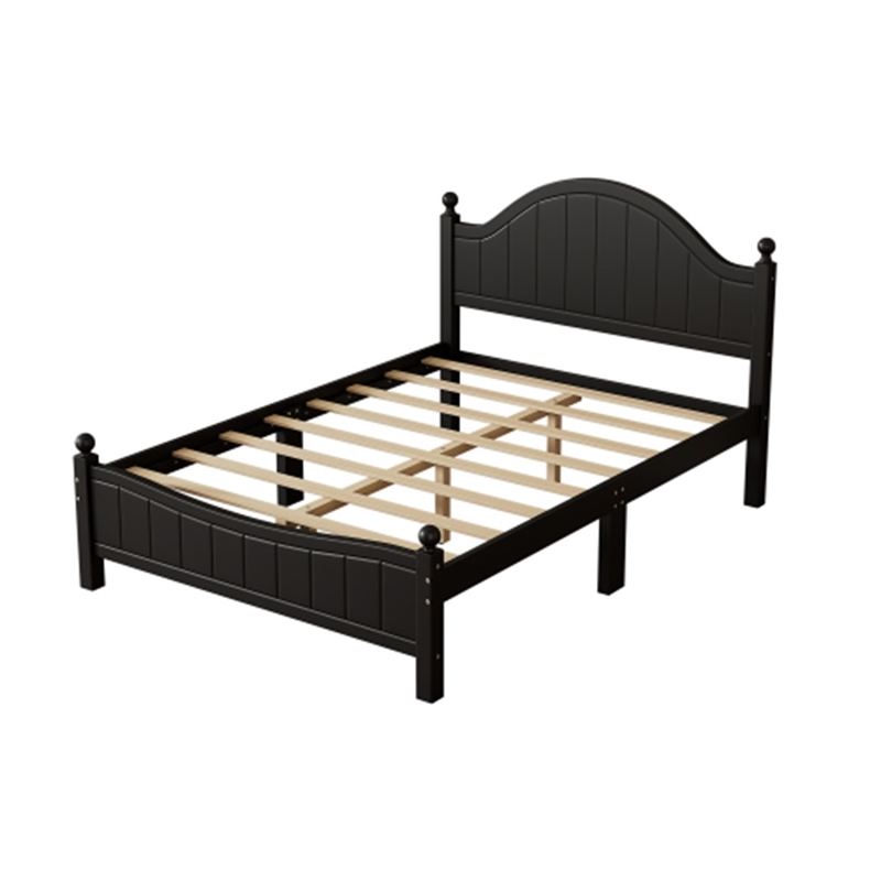 CRO Decor traditional Solid Wood  Full Bed BLACK