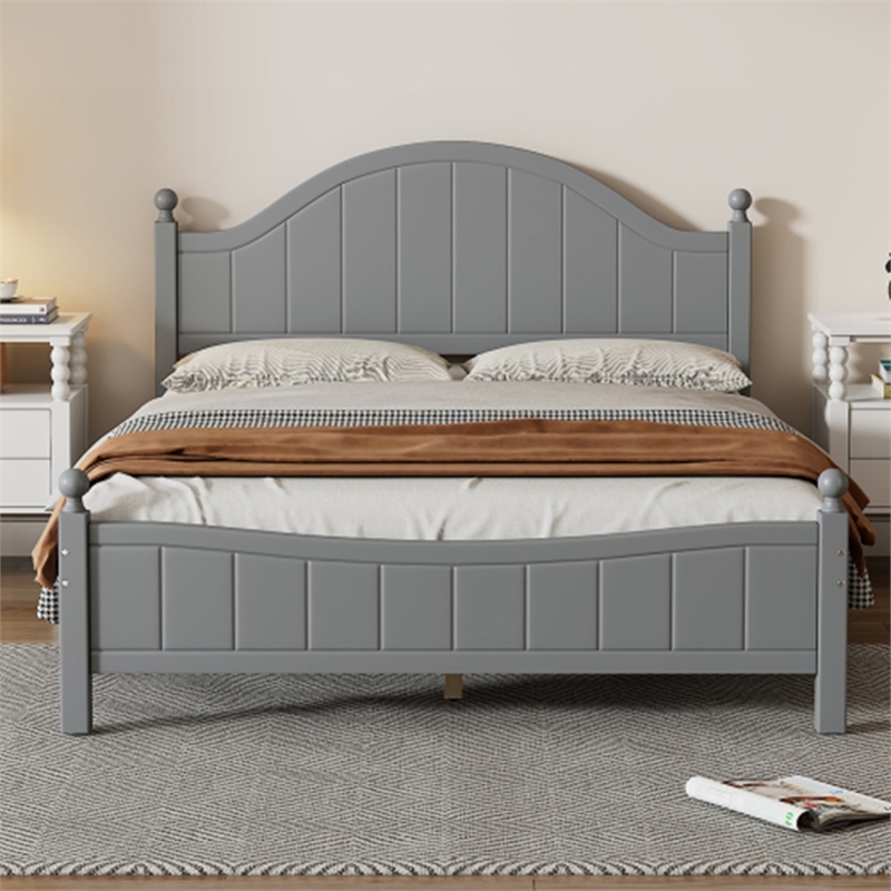 CRO Decor traditional Solid Wood  Full Bed Grey