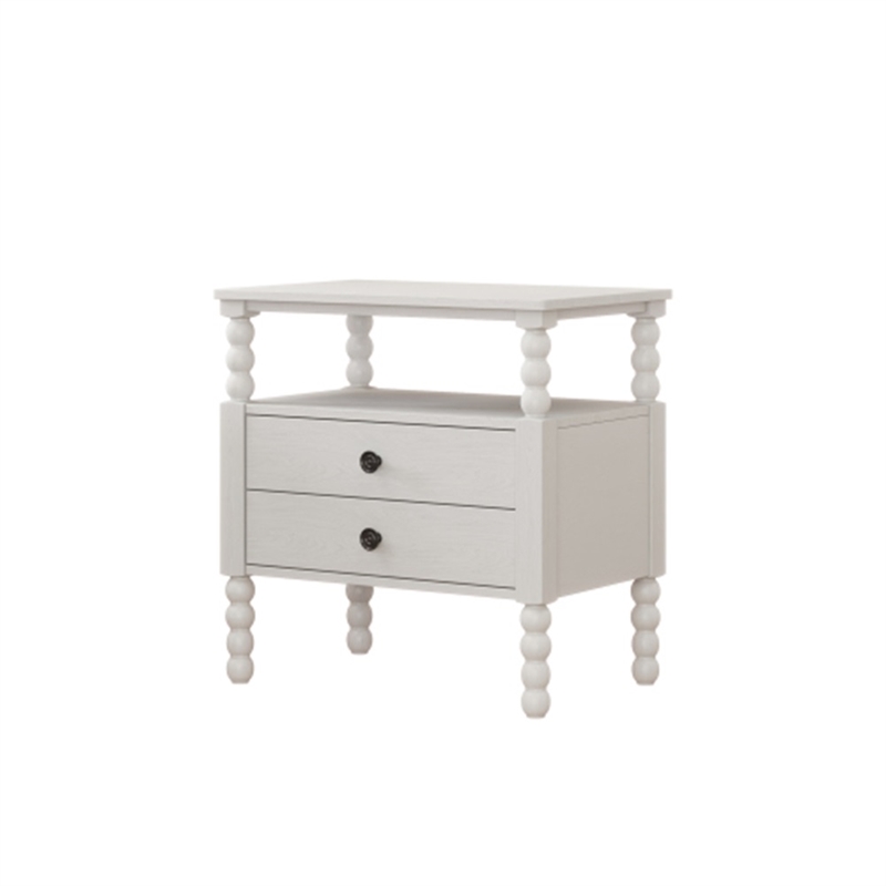 CRO Decor 3 Pieces Bedroom Sets Traditional  Wood Bed with 2 Nightstands White